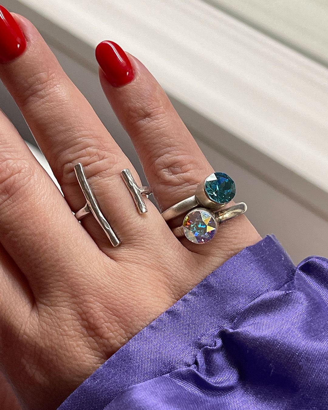 CRYSTAL SILVER RING