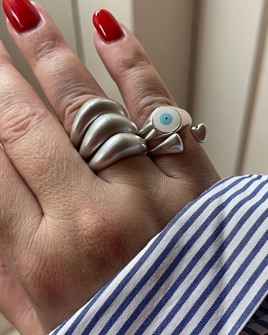 Stackable wave rings in silver