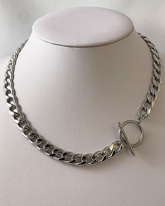 Chunky Silver Toggle Necklace