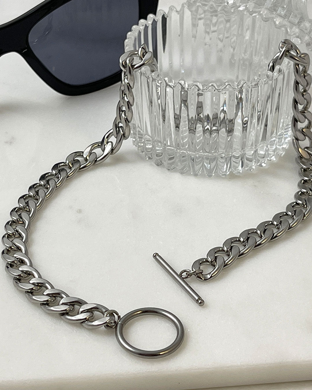 Chunky Silver Toggle Necklace