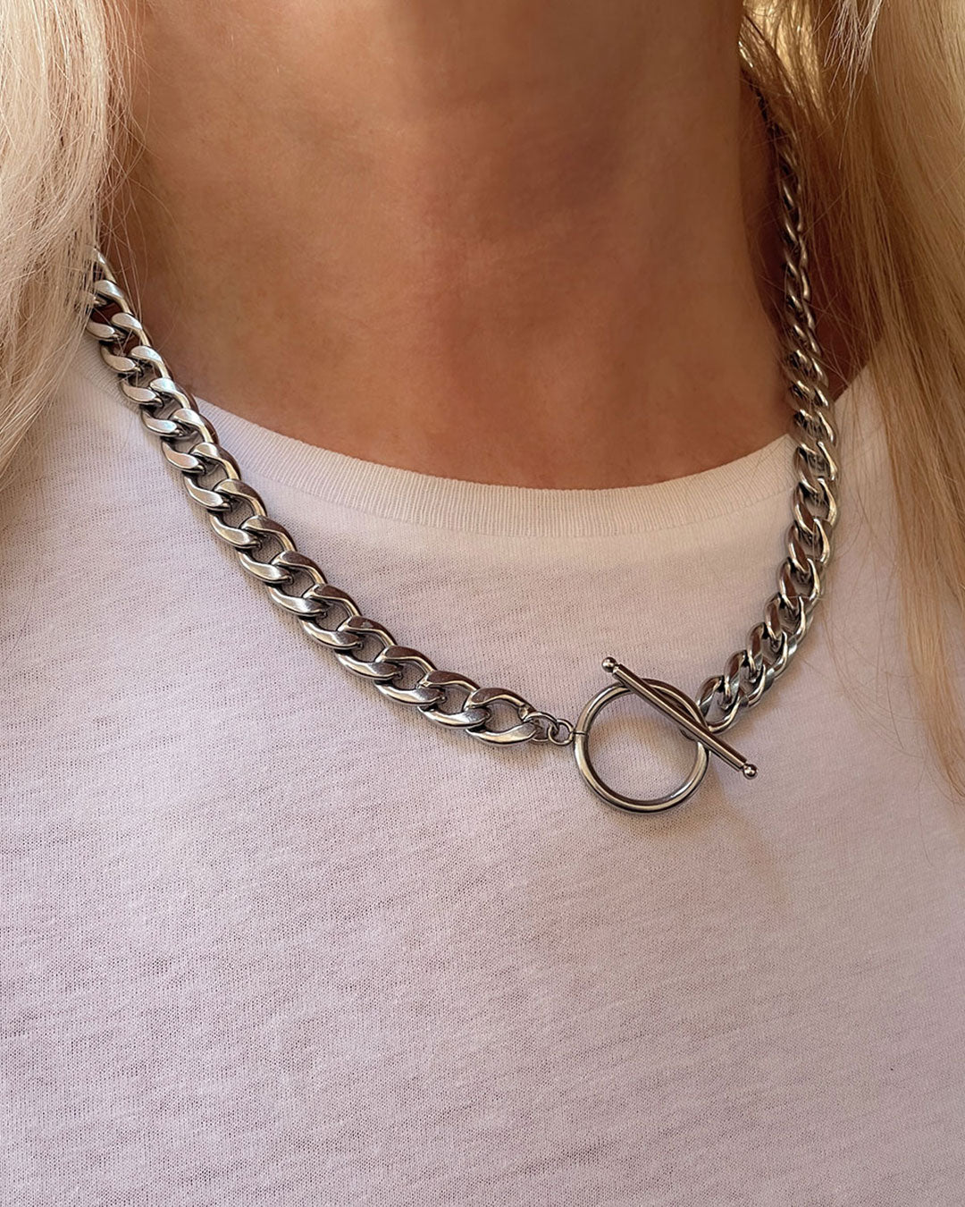 Chunky Silver Toggle Necklace