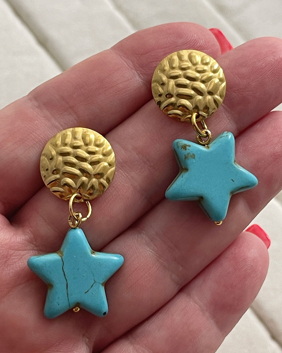 TURQUOISE STAR DANGLE EARRINGS