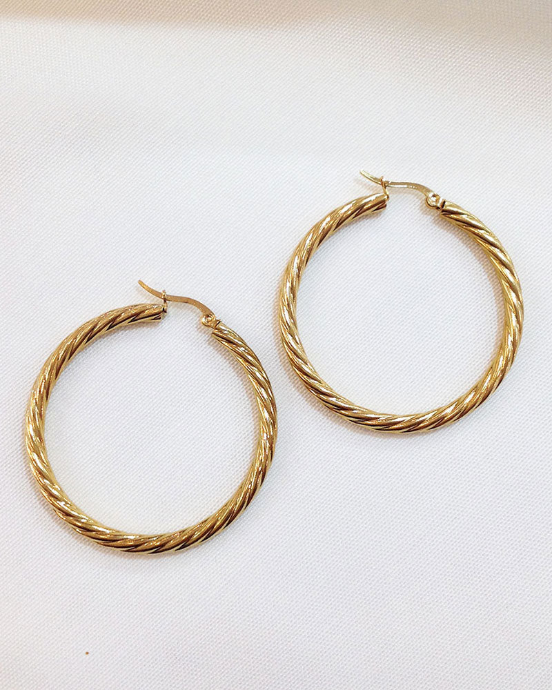 45mm Twisted Gold Hoop Earrings
