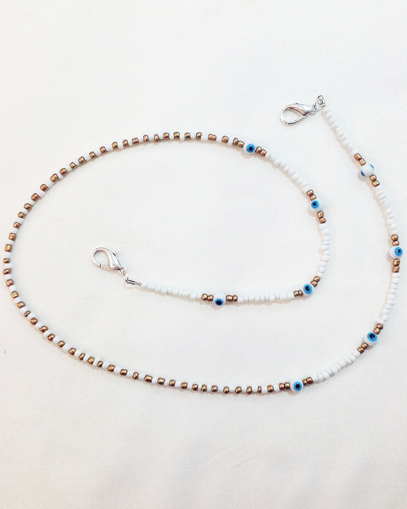 FACE MASK EVIL EYE BEADED CHAIN
