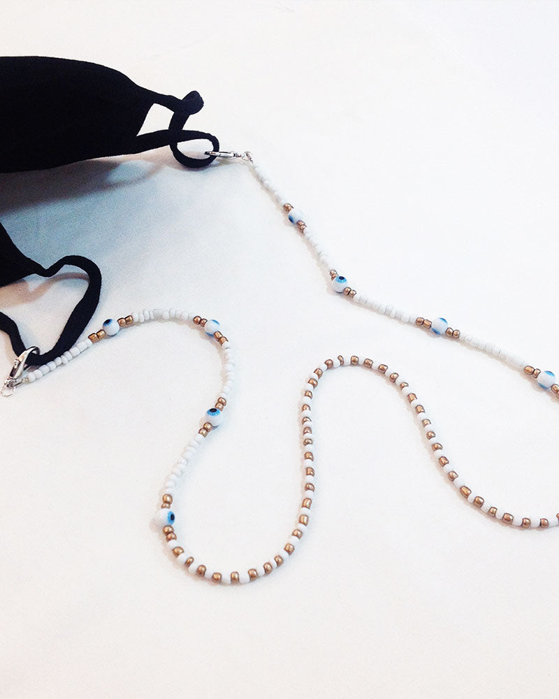 FACE MASK EVIL EYE BEADED CHAIN