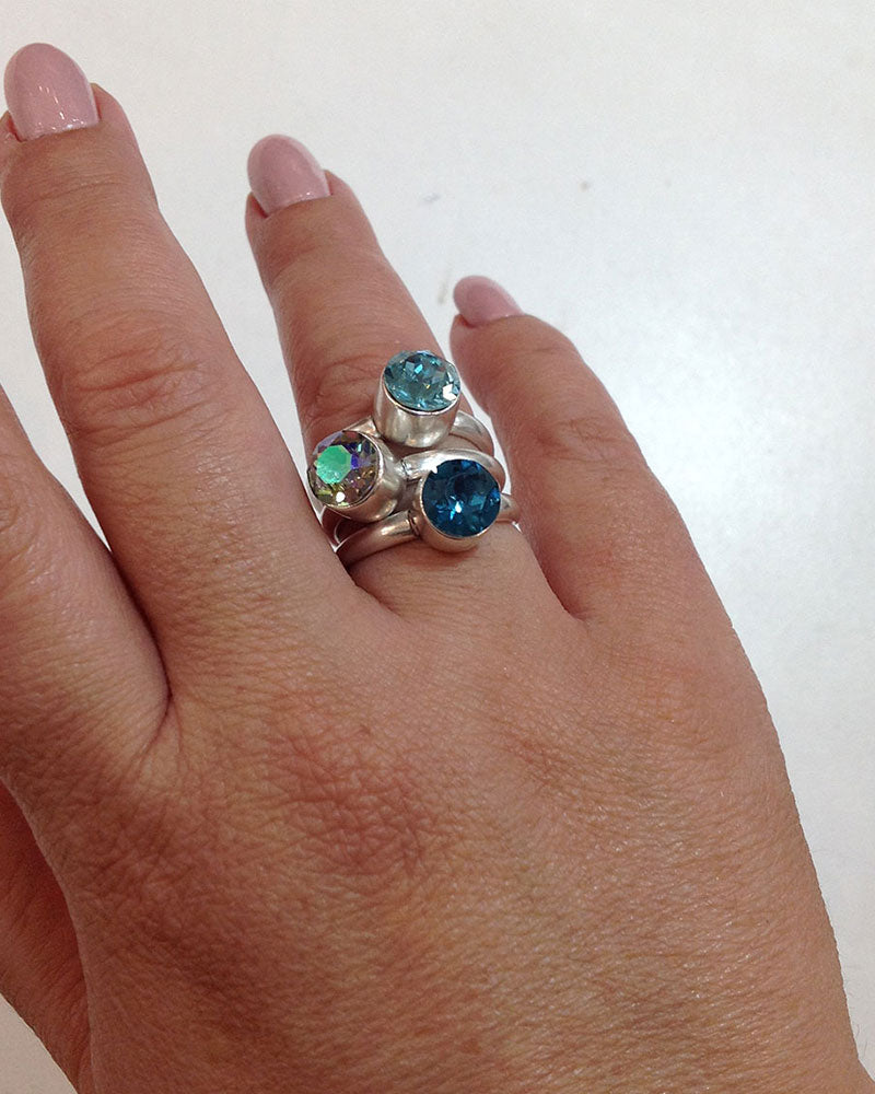 CRYSTAL SILVER RING