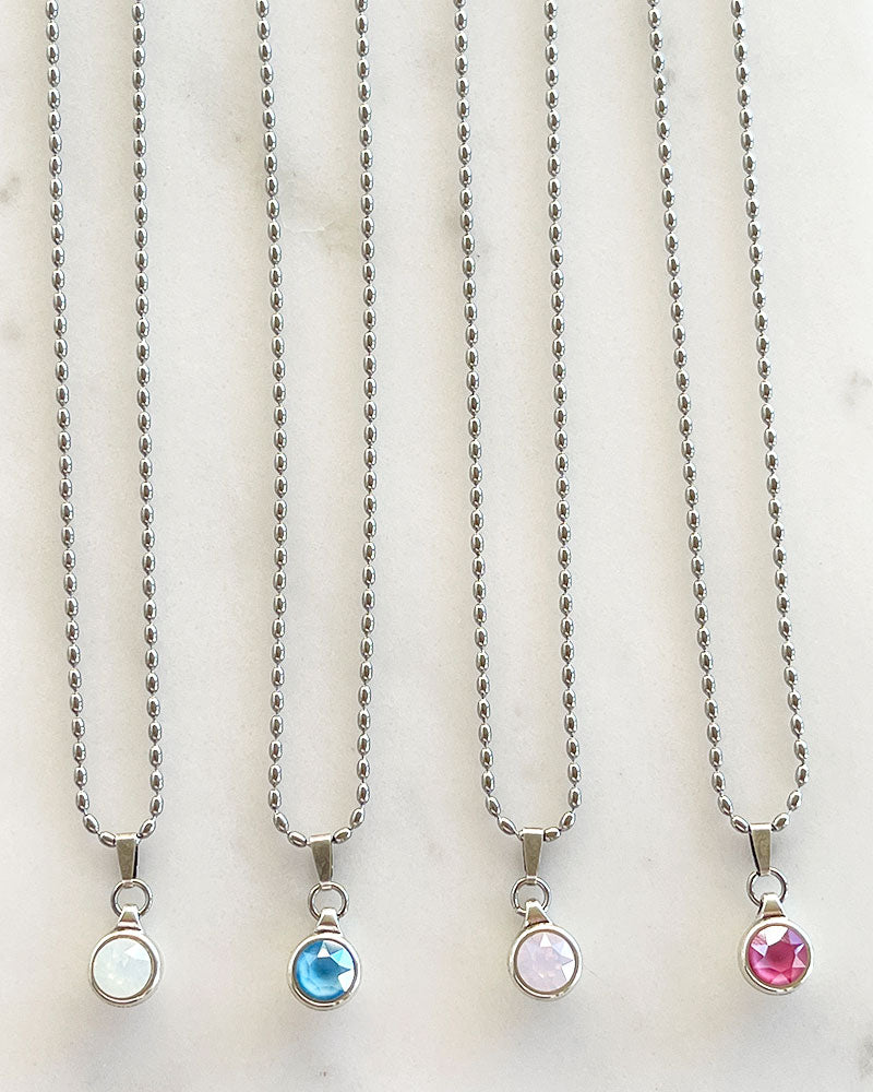 A silver chain necklace with Swarovski crystal