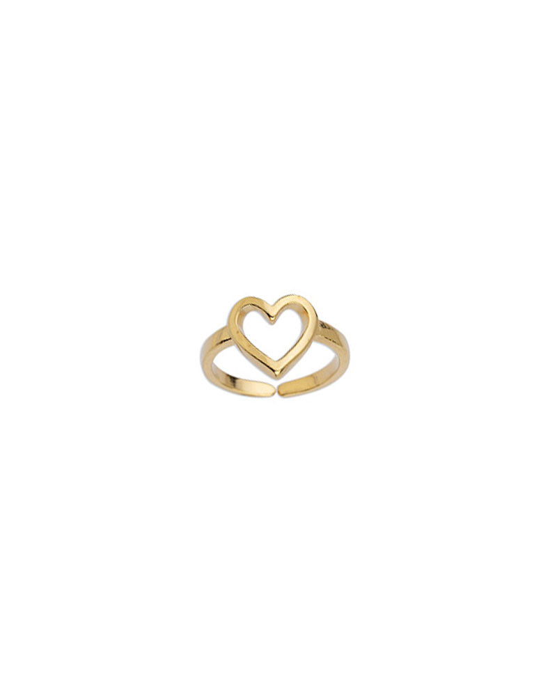 dainty open heart adjustable ring in gold