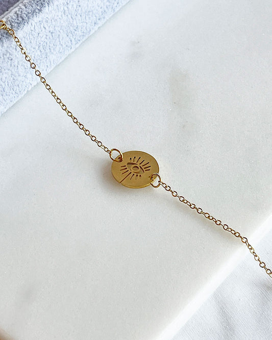 EVIL EYE COIN BRACELET IN GOLD