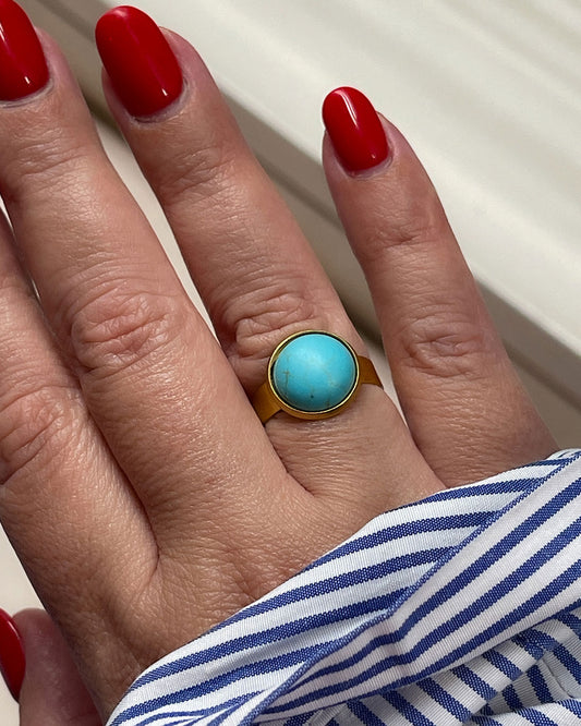 TURQUOISE VINTAGE RING IN GOLD