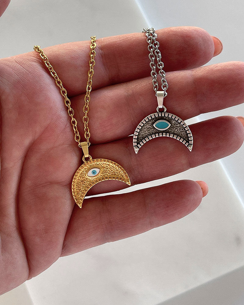 Horn Pendant Necklace in gold and silver