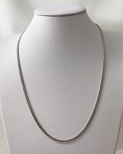 A silver curb long chain necklace 3 mm wide perfect for layering
