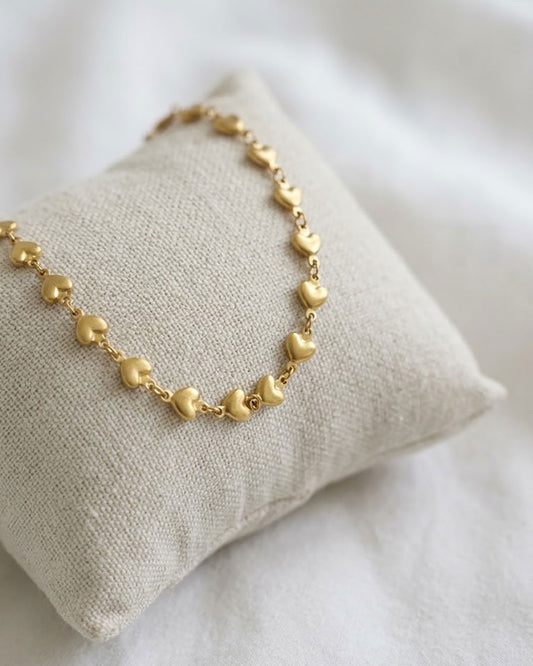 A waterproof Heart Chain Anklet in gold