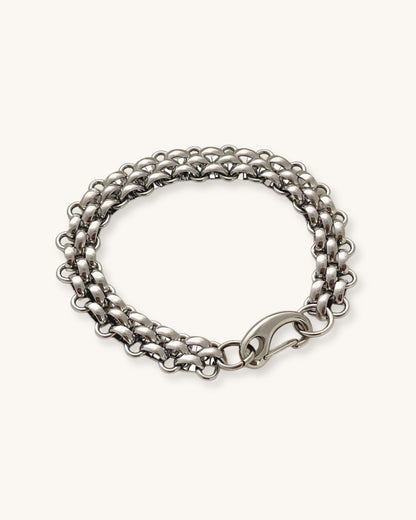 "Palmer" silver chain bracelet on a white surface