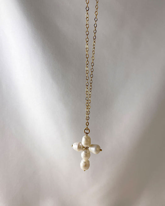 PEARL CROSS NECKLACE