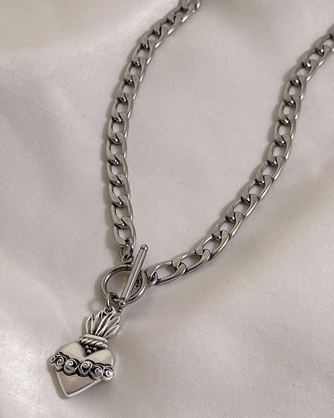 A Sacred Heart Toggle Necklace in silver