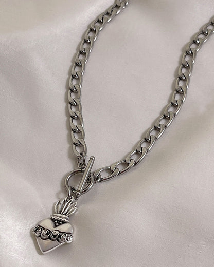 A Sacred Heart Toggle Necklace in silver