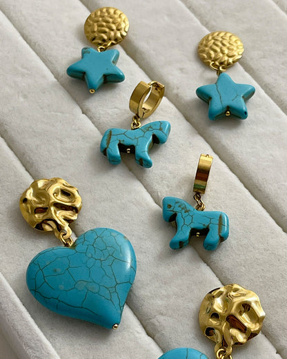 TURQUOISE STAR DANGLE EARRINGS