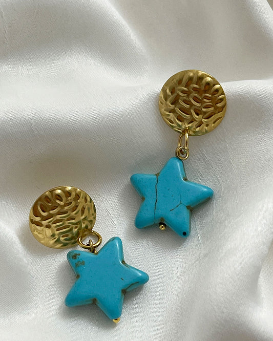 TURQUOISE STAR DANGLE EARRINGS