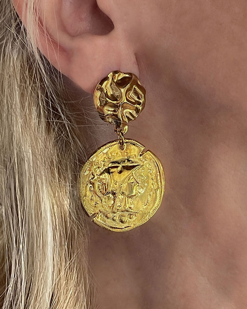 Gold-Filled Horse Coin Earrings | Ilana Magen