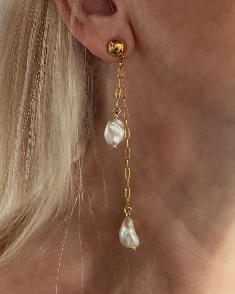 LONG DROP PEARL SHELL EARRINGS