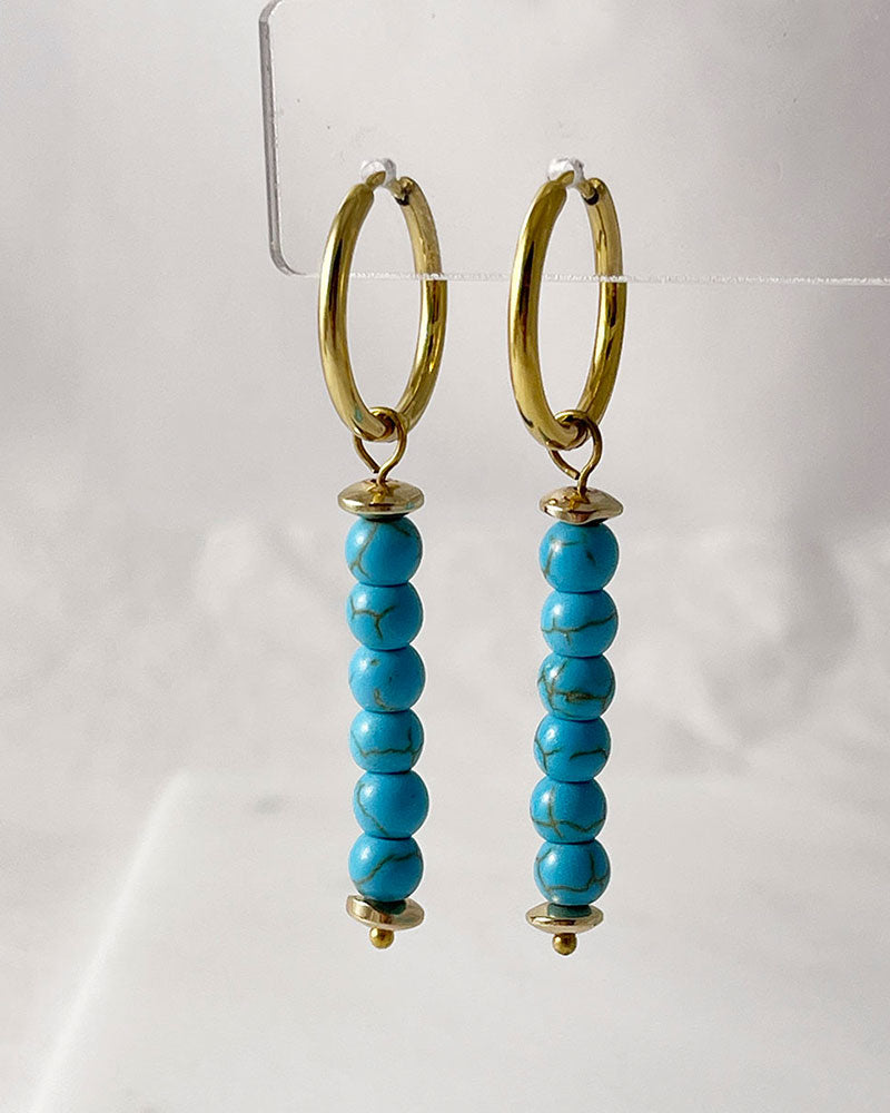 TURQUOISE GEM HOOP EARRINGS