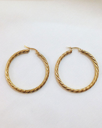 45mm TWISTED GOLD HOOP EARRINGS
