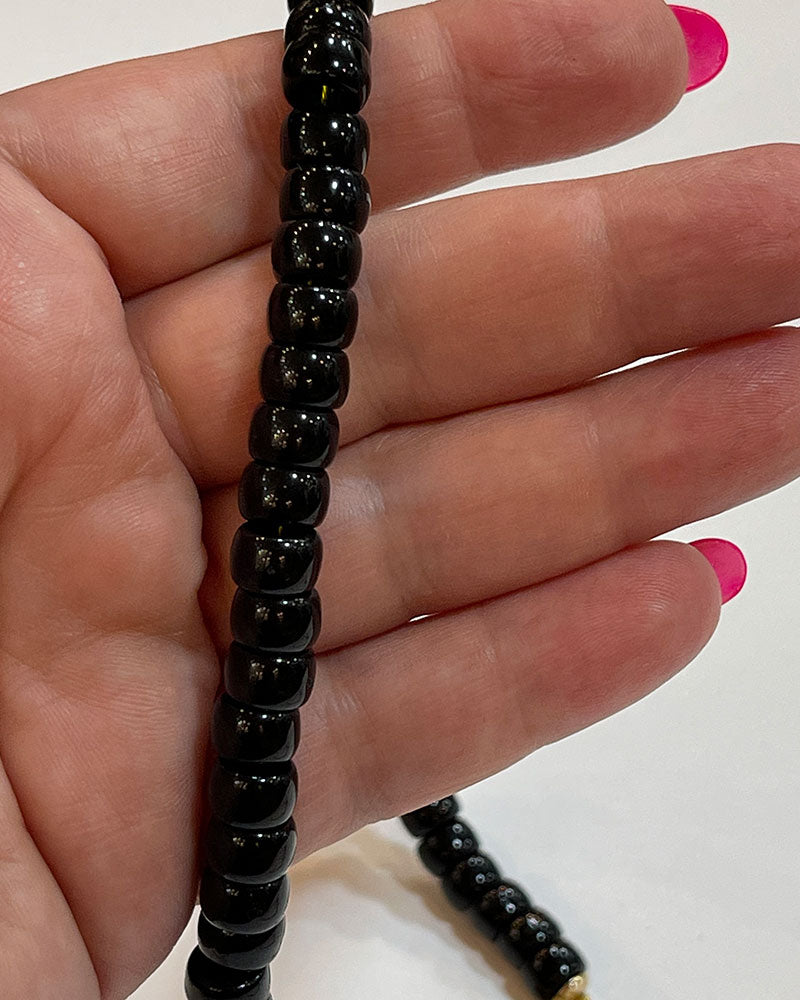 Black acrylic pony beaded necklace