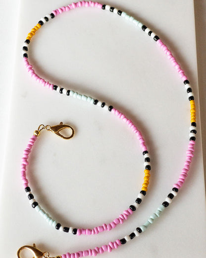 PINK BEADED MASK CHAIN