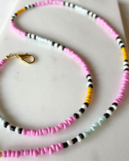 PINK BEADED MASK CHAIN