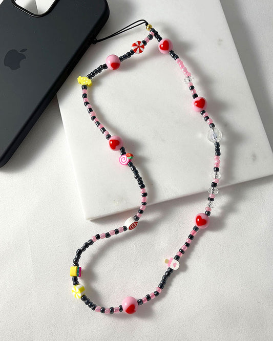 CANDY HEART BEADED PHONE CHARM