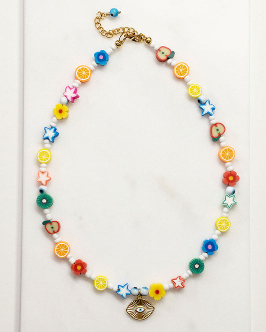 COLORFUL SUMMER NECKLACE WITH GOLD EYE