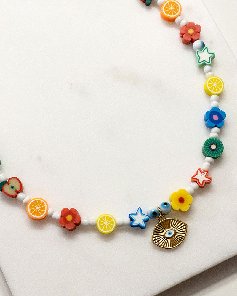 COLORFUL SUMMER NECKLACE WITH GOLD EYE