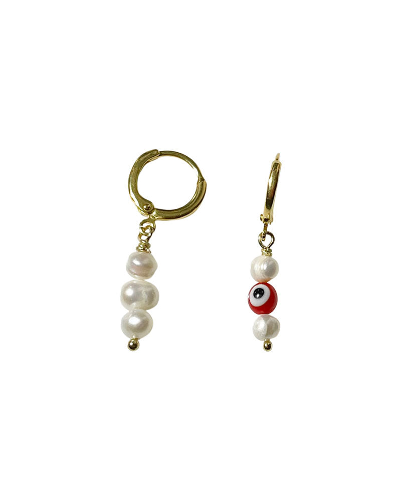 EVIL EYE PEARL HOOPS