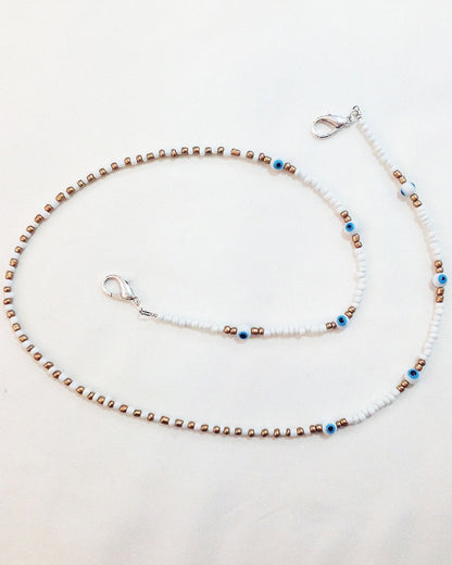 FACE MASK EVIL EYE BEADED CHAIN