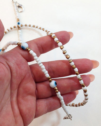 FACE MASK EVIL EYE BEADED CHAIN