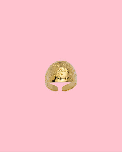 FLOWER CHUNKY RING IN GOLD