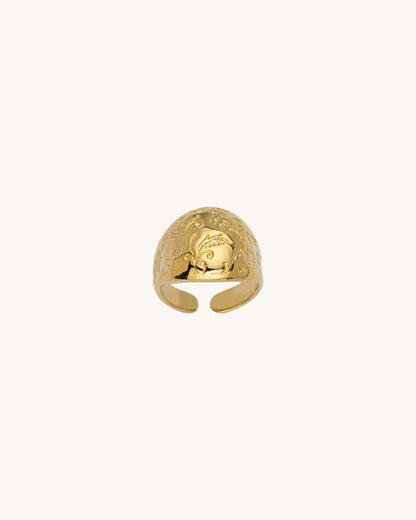 FLOWER CHUNKY RING IN GOLD