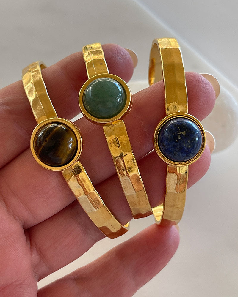 GEMSTONE CUFF BRACELET IN GOLD