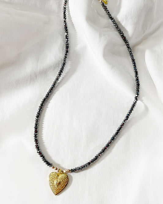 GOLD HEART HEMATITE NECKLACE