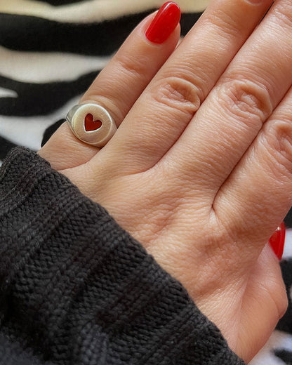 HEART RING IN SILVER