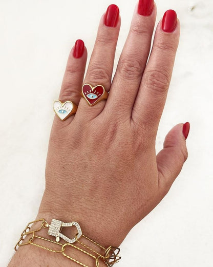 Red Heart Evil Eye Ring