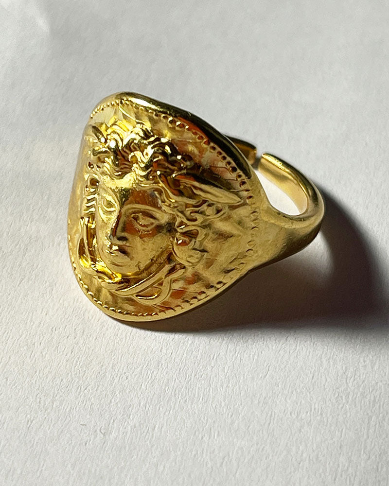 medusa head adjustable ring in gold