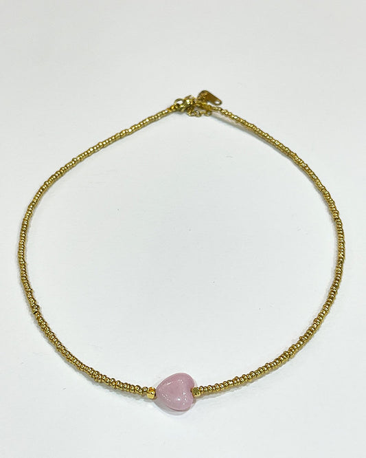 PINK HEART BEADED NECKLACE