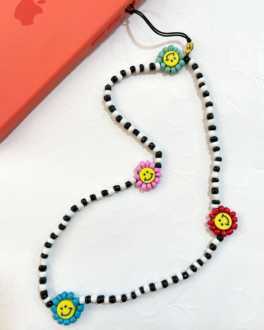 SMILEY DAISY BEADED PHONE CHARM