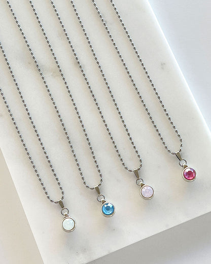 A silver chain necklace with Swarovski crystal