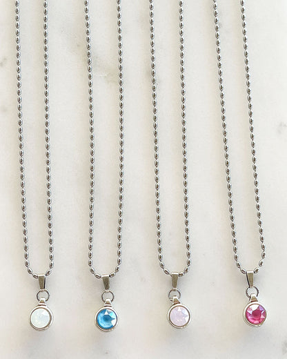 A silver chain necklace with Swarovski crystal