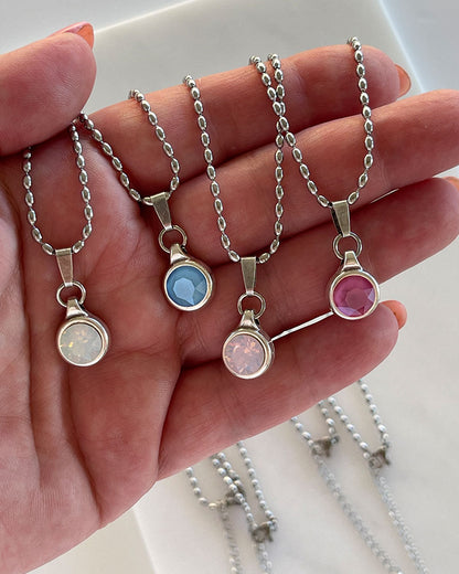 A silver chain necklace with Swarovski crystal
