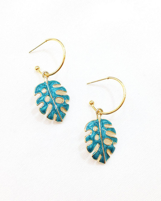 TROPICAL PALM LEAF EARRING