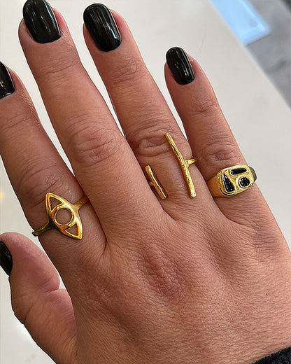 OPEN BAR RING IN SILVER
